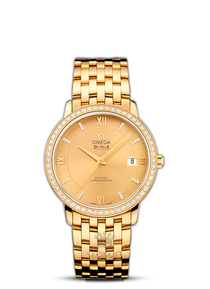Omega Prestige Watch 424.55.37.20.58.001 37 mm Yellow gold Case Golden Dial