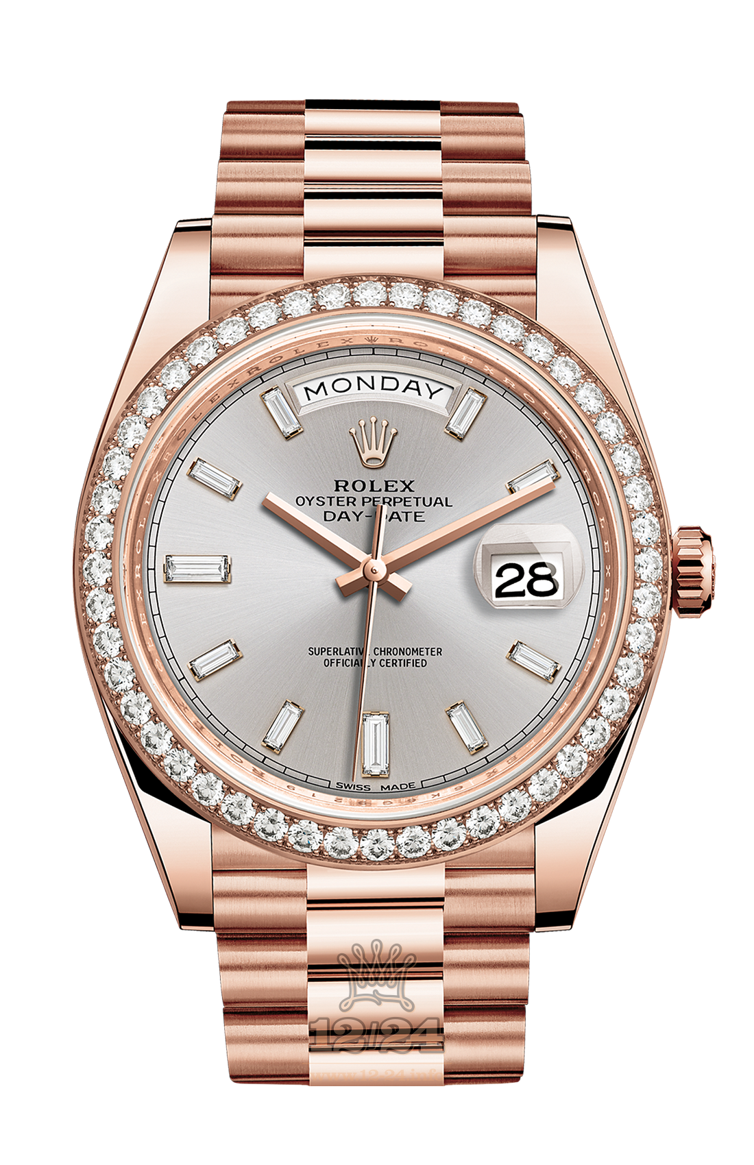 Rolex Day-Date Watch 228345rbr-0007 40 mm Pink gold Case Silver Dial