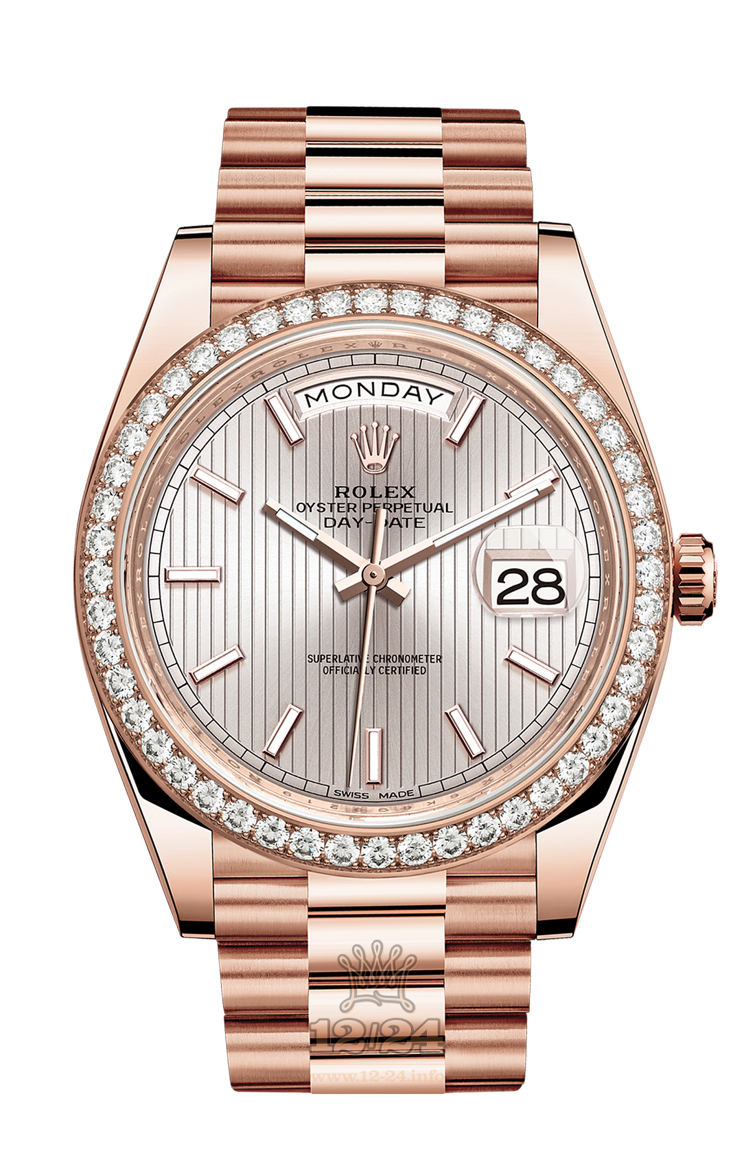Rolex Day-Date Watch 228345rbr-0010 40 mm Pink gold Case Silver Dial