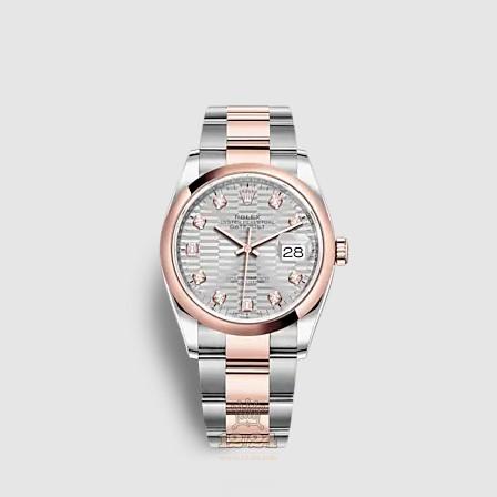 Rolex Datejust Watch 126201-0040 36 mm Stainless steel Pink gold Case Gray Silver Dial