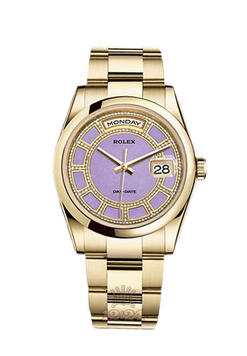 Rolex Day-Date Watch 118208-0355 36 mm Yellow gold Case Purple Dial
