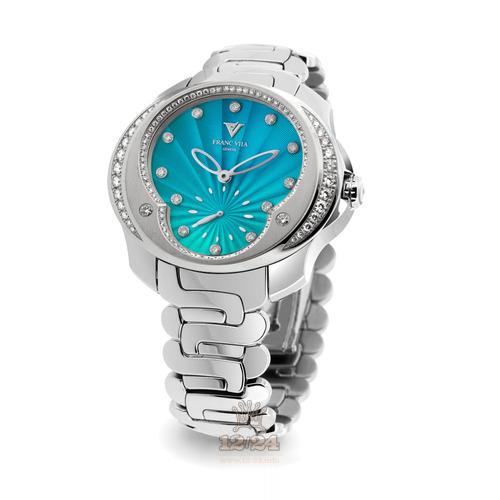 Franc Vila Tribute To Ladies Watch 80Q.SS.SP.VER 41 mm Stainless steel Case Blue Dark blue Green Dial