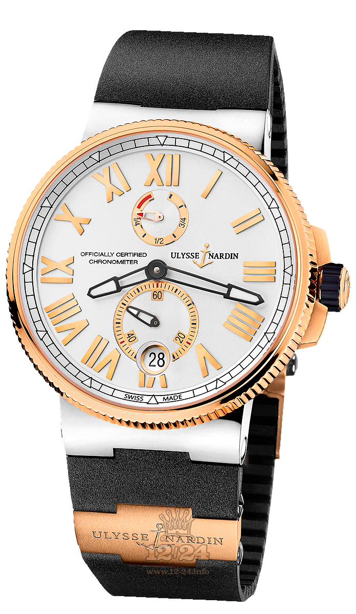 Ulysse Nardin Marine Watch 1185-122-3/41 45 mm Stainless steel Yellow gold Titanium Case Silver Dial