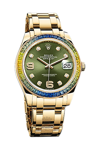 Rolex Pearlmaster Watch 86348sablv-0003 39 mm Yellow gold Case Green Dial