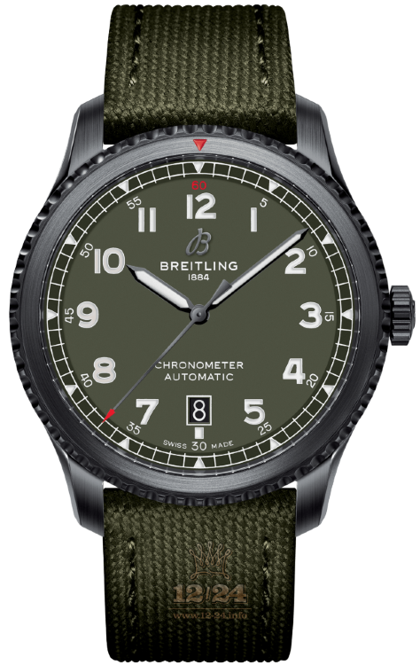 Breitling Classic AVI Watch M173152A1L1X2 41 mm Stainless steel DLC coating Case Green Dial