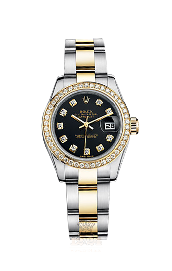 Rolex Lady-Datejust Watch 179383-0030 26 mm Steel / Yellow gold Case Black Dial