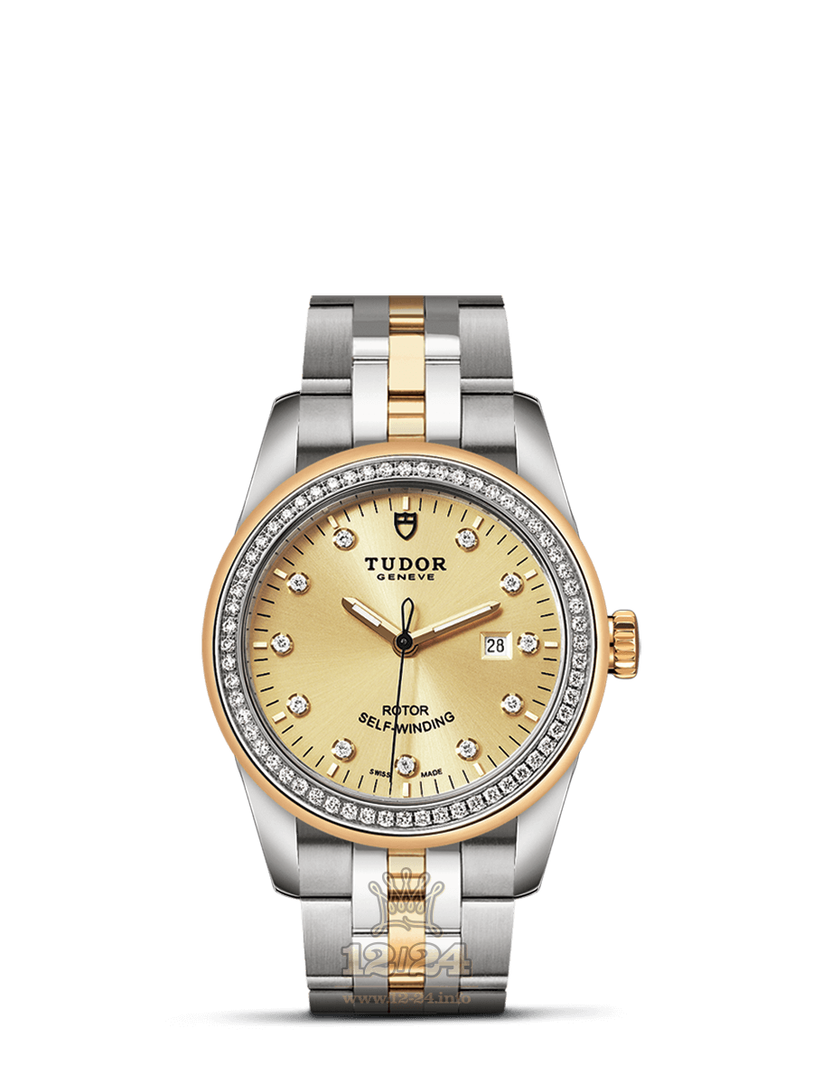 Tudor Glamour Watch M53023-0021 31 mm Stainless steel Yellow gold Case Golden Dial