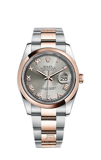 Rolex Datejust Watch 116201-0090 36 mm Steel / Pink gold Case Silver Dial