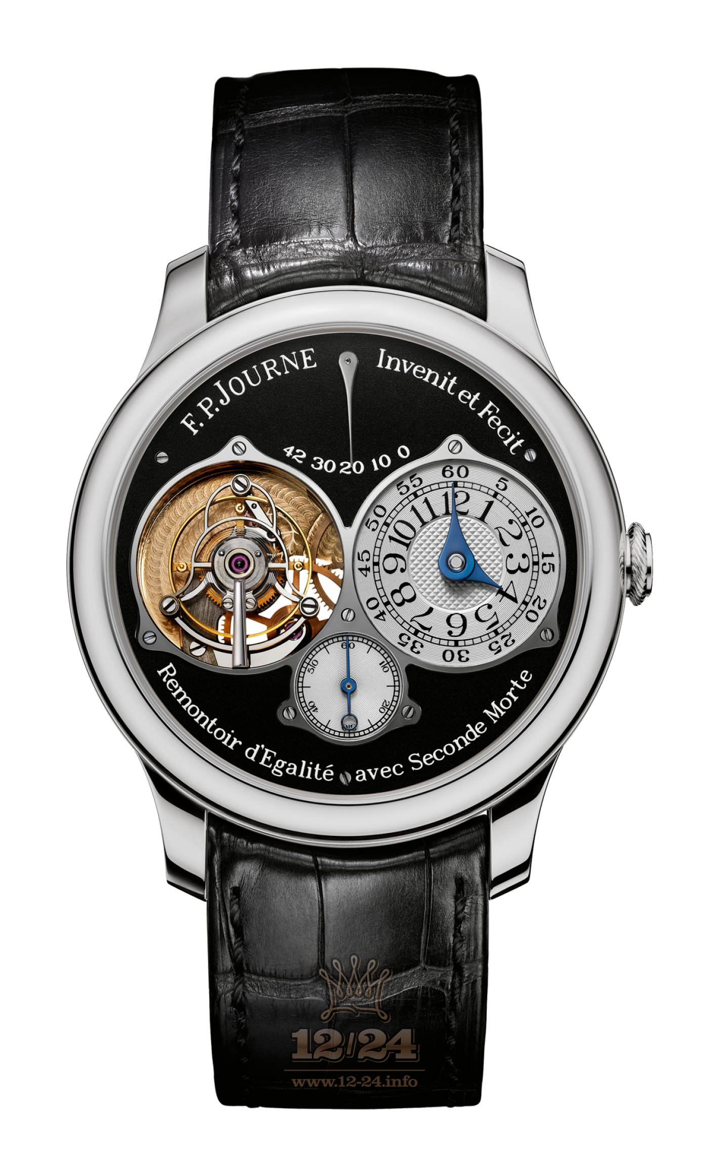 F.P.Journe Exclusive Pieces Watch FPJ-Co-ExclusivePieces-BLC-TourbillonSouv-AL-CuirPl 40 mm Platinum Case White Black Dial