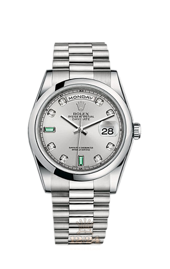 Rolex Day-Date Watch 118206-0114 36 mm Platinum Case Gray Dial