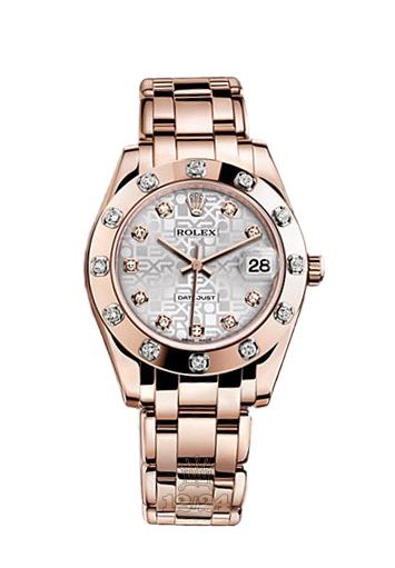 Rolex Pearlmaster Watch 81315-0006 34 mm Pink gold Case Silver Dial