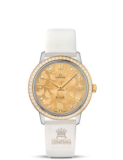 Omega Prestige Watch 424.27.33.60.58.001 33 mm Steel / Yellow gold Case Golden Dial