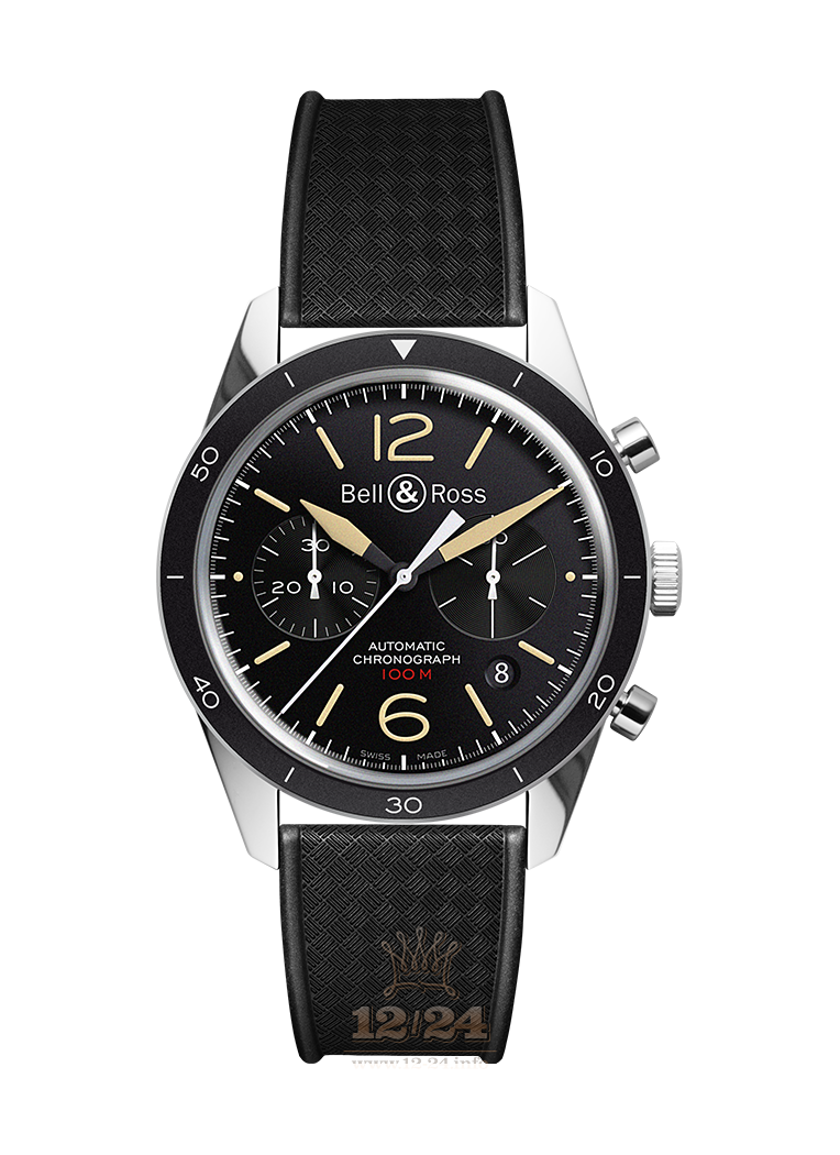 Bell & Ross Vintage Watch BRV126-ST-HER/SRB 43 mm Stainless steel Case Black Dial