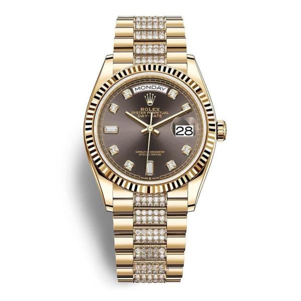 Rolex Day-Date Watch 128238-0024 36 mm Yellow gold Case Gray Dial