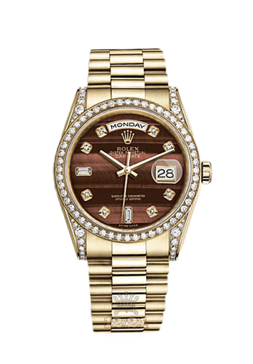 Rolex Day-Date Watch 118388-0129 36 mm Yellow gold Case Red Brown (chocolate) Dial
