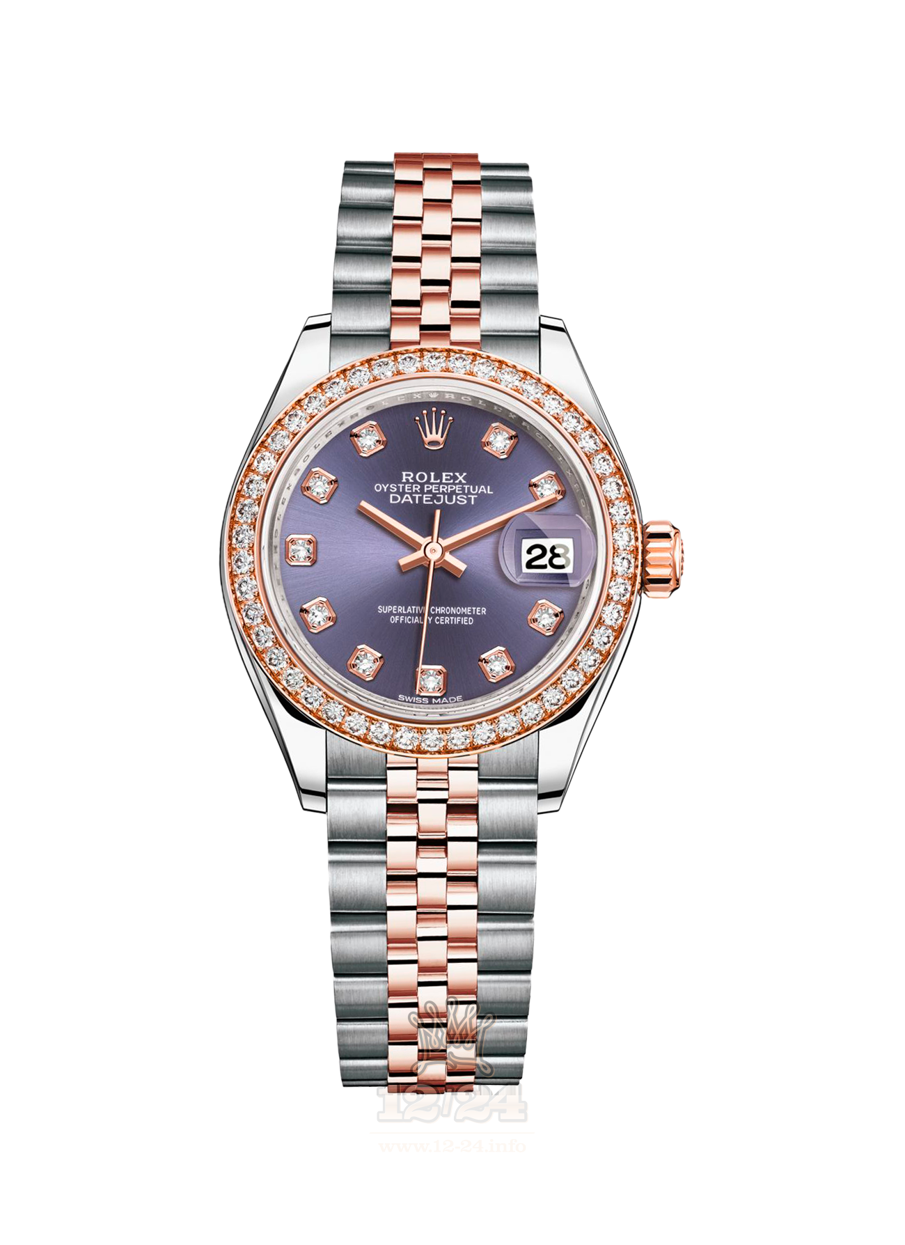 Rolex Datejust Watch 279381rbr-0015 28 mm Steel / Pink gold Case Dark blue Purple Dial