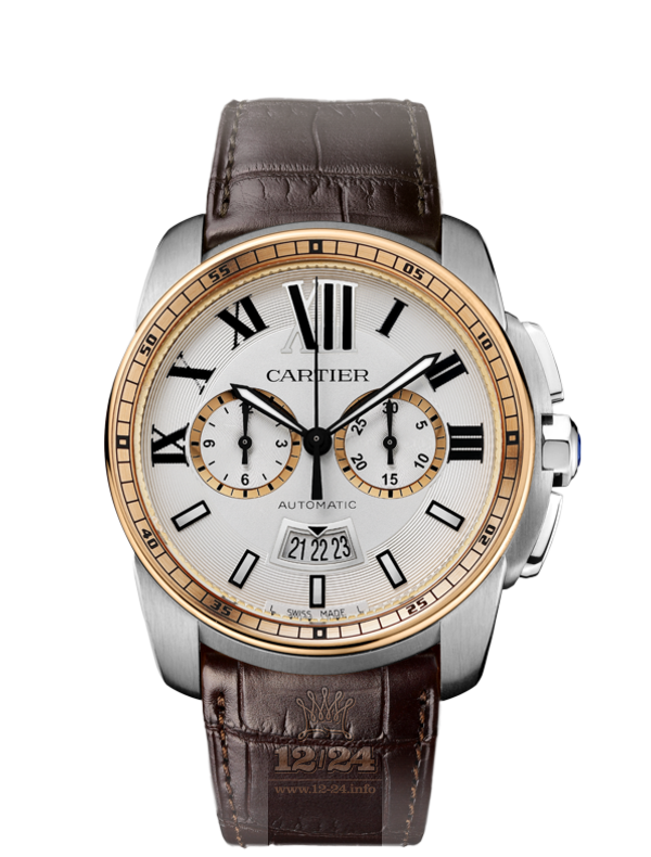 Cartier Calibre de Cartier Watch W7100043 42 mm Steel / Pink gold Case Silver Dial