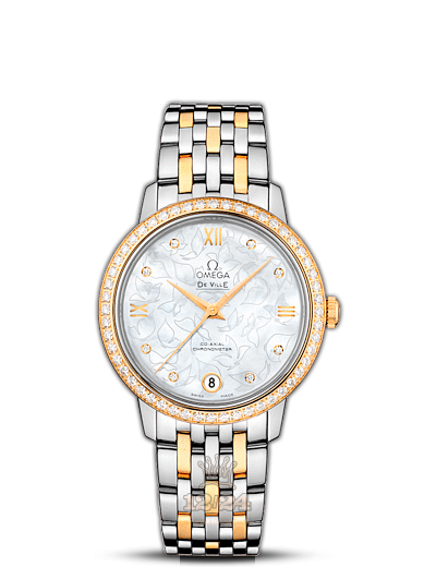 Omega Prestige Watch 424.25.33.20.55.004 33 mm Steel / Yellow gold Case White Dial