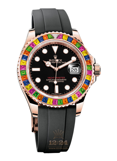 Rolex Yacht-Master Watch 116695 SATS 37 mm Pink gold Case Black Dial