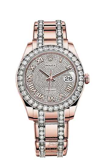 Rolex Pearlmaster Watch 86285-0001 39 mm Pink gold Case Silver Dial