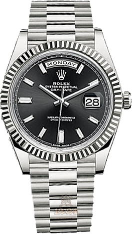 Rolex Day-Date Watch 228239-0004 40 mm White gold Case Black Dial
