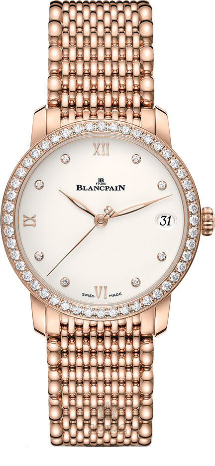 Blancpain Villeret Watch 6127-2987-MMB 33 mm Red gold Case White Dial