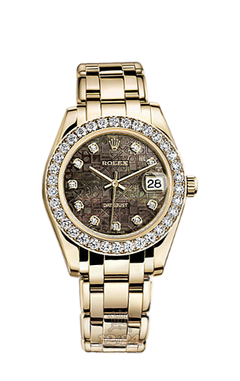 Rolex Pearlmaster Watch 81298-0006 34 mm Yellow gold Case Black Dial