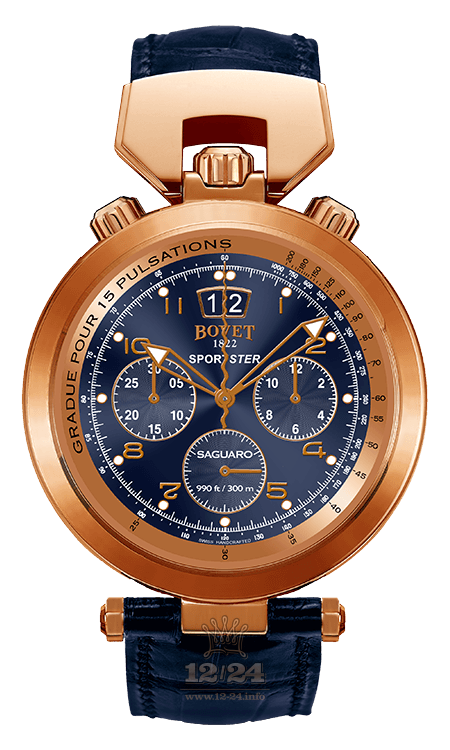 Bovet Sportster Watch SP0416-MA 46 mm Pink gold Case Dark blue Dial
