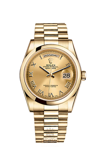 Rolex Day-Date Watch 118208-0077 36 mm Yellow gold Case Golden Dial