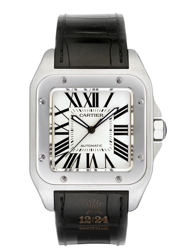 Cartier Santos 100 Watch W20073X8 51 mm Stainless steel Case White Silver Dial