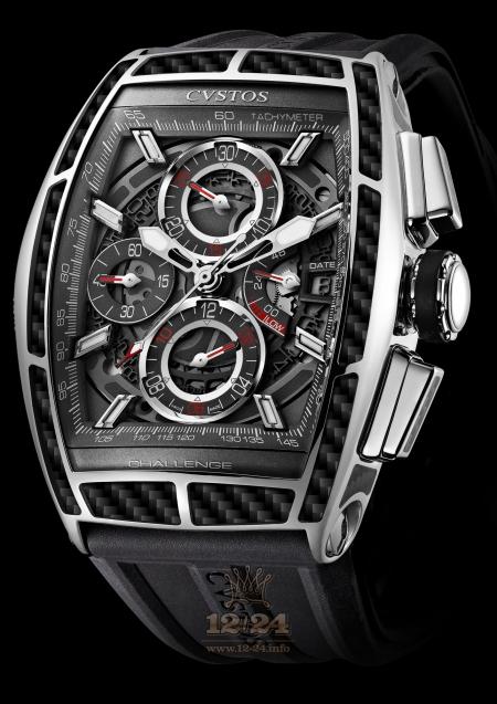 Cvstos Challenge Watch Challenge Chrono II Carbon Steel 54 mm Stainless steel Carbon Case Black Silver Dial