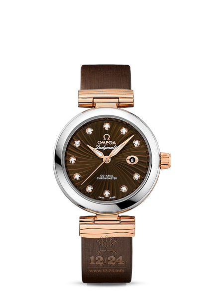 Omega Ladymatic Watch 425.22.34.20.63.001 34 mm Steel / Pink gold Case Brown (chocolate) Dial