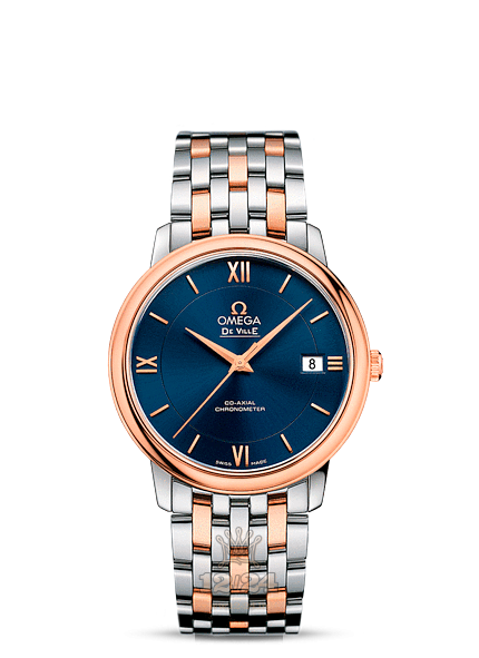 Omega Prestige Watch 424.20.37.20.03.002 37 mm Steel / Pink gold Case Dark blue Dial