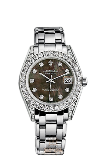 Rolex Pearlmaster Watch 81159-0012 34 mm White gold Case Black Dial