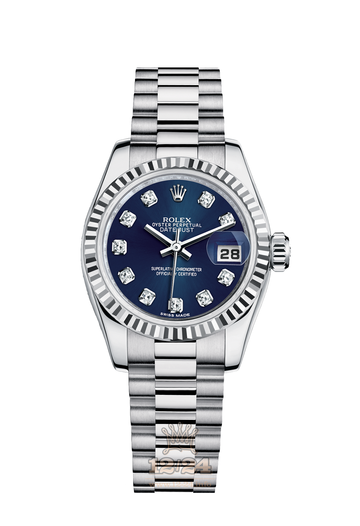 Rolex Lady-Datejust Watch 179179-0021 26 mm White gold Case Dark blue Dial