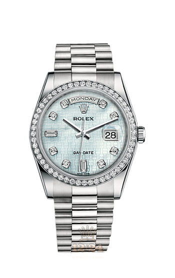 Rolex Day-Date Watch 118346-0088 36 mm Platinum Case Silver Dial