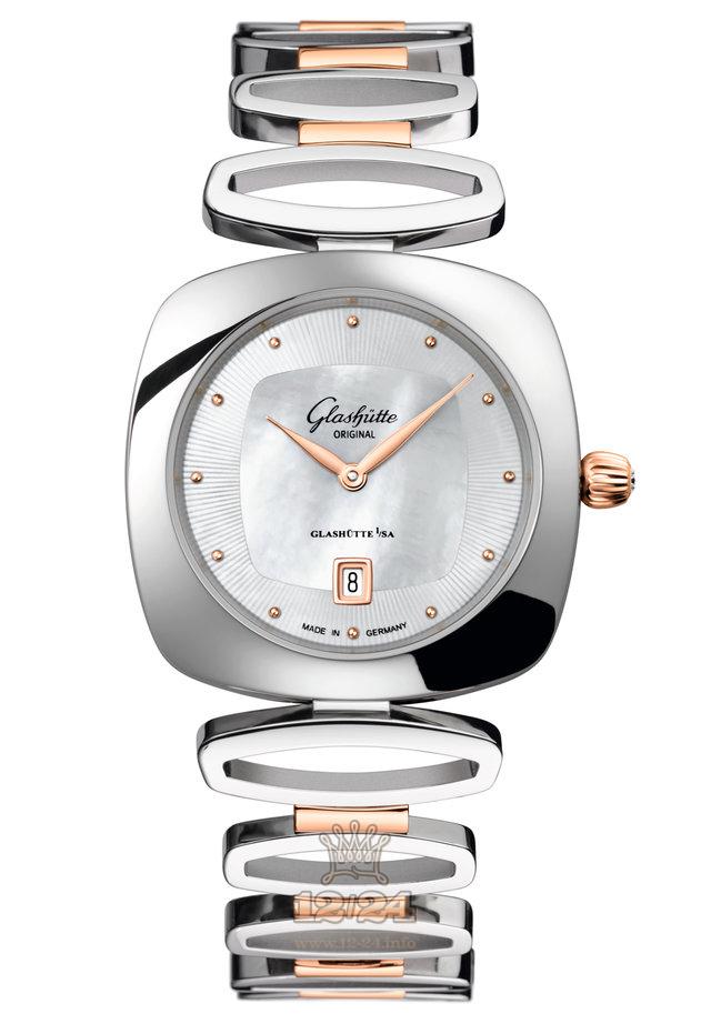 Glashutte Ladies Watch 103-01-26-06-14 31 mm Stainless steel Red gold Case Silver Dial