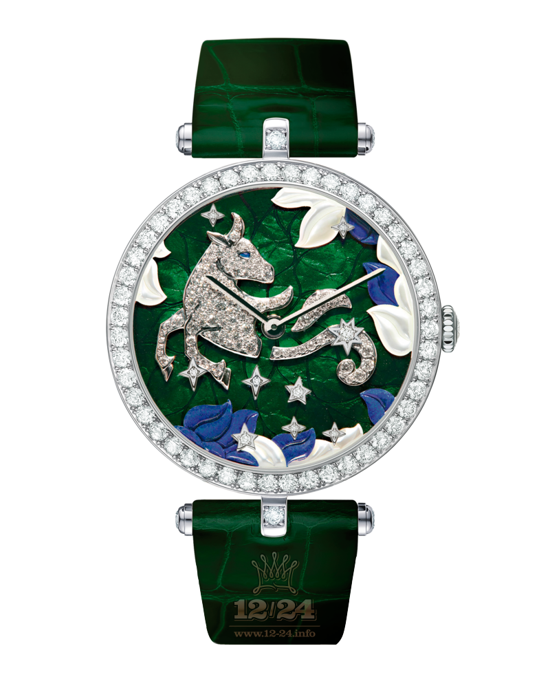 Van Cleef Extraordinary Dials Watch VCARO4I200 White gold Case Green Painted Dial