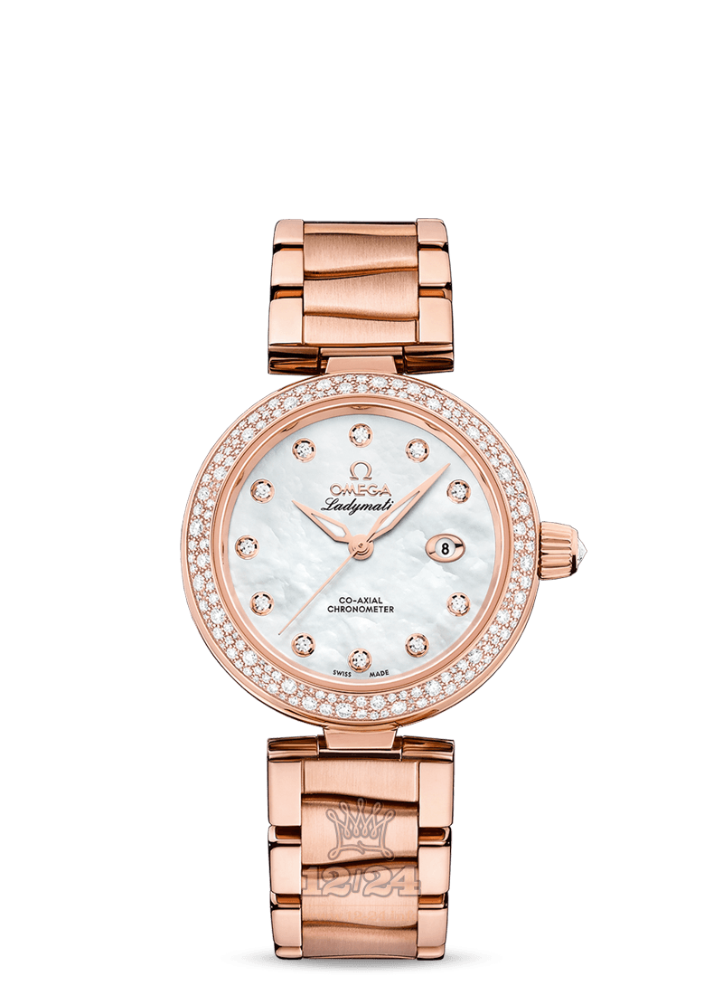 Omega Ladymatic Watch 425.65.34.20.55.010 34 mm Pink gold Case White Dial