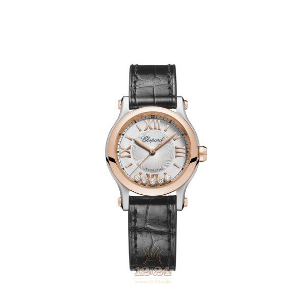 Chopard Happy Sport Watch 278573-6013 30 mm Stainless steel Pink gold Case Silver Dial