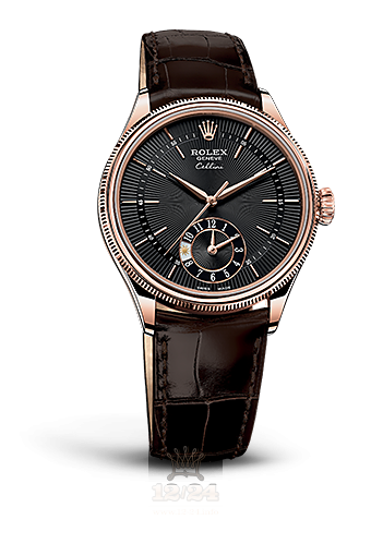 Rolex Cellini Dual Time Watch 50525-0010 39 mm Pink gold Case Black Dial
