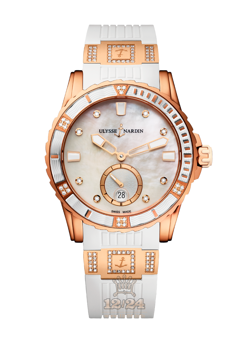 Ulysse Nardin Diver Watch 3202-190-3C/10.10 40 mm Pink gold Case White Dial