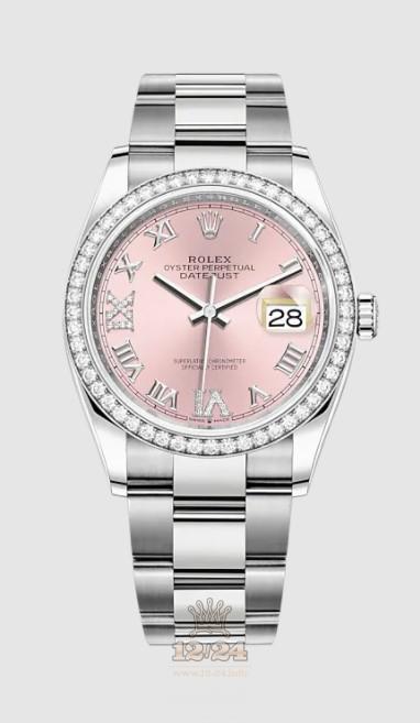 Rolex Datejust Watch 126284rbr-0024 36 mm Stainless steel White gold Case Pink Dial