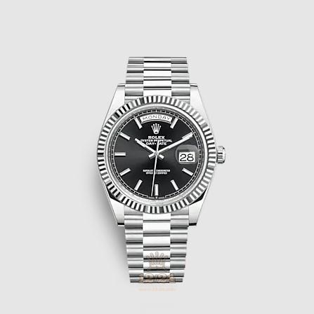 Rolex Day-Date Watch 228236-0003 40 mm Platinum Case Black Dial
