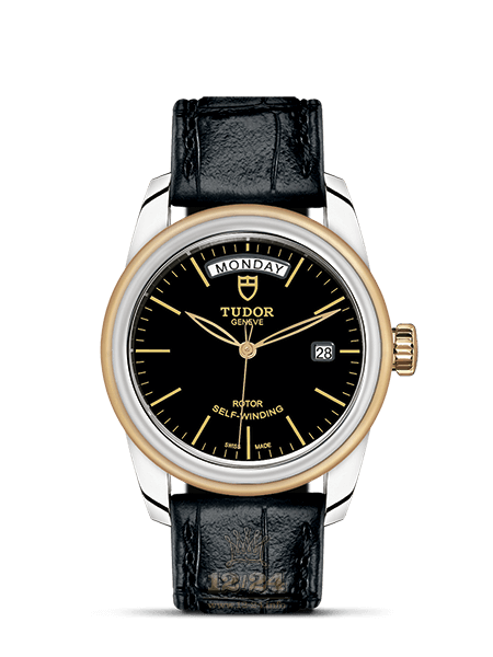 Tudor Glamour Watch M56003-0040 39 mm Steel / Yellow gold Case Black Dial