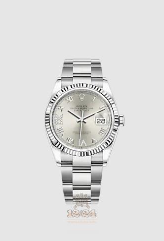 Rolex Datejust Watch 126234-0030 36 mm Stainless steel White gold Case Silver Dial