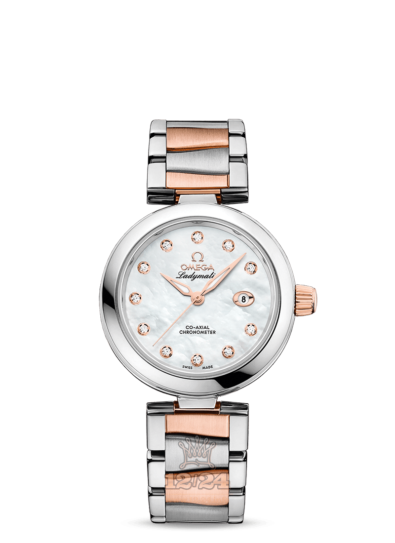 Omega Ladymatic Watch 425.20.34.20.55.004 34 mm Steel / Pink gold Case White Dial