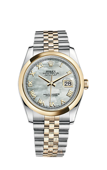Rolex Datejust Watch 116203-0164 36 mm Steel / Yellow gold Case White Dial