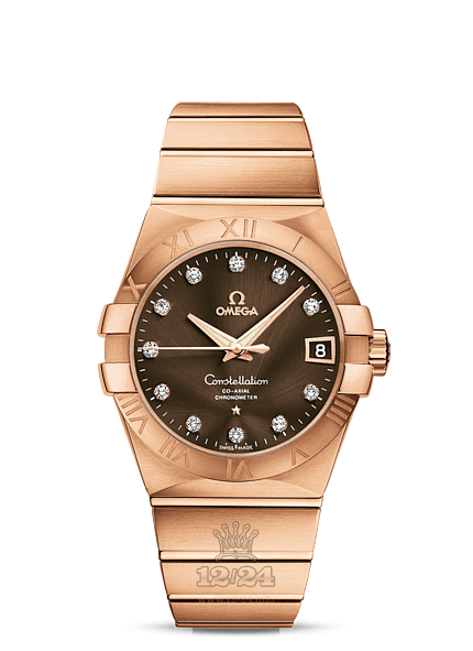 Omega Constellation Watch 123.50.38.21.63.001 38 mm Pink gold Case Brown (chocolate) Dial