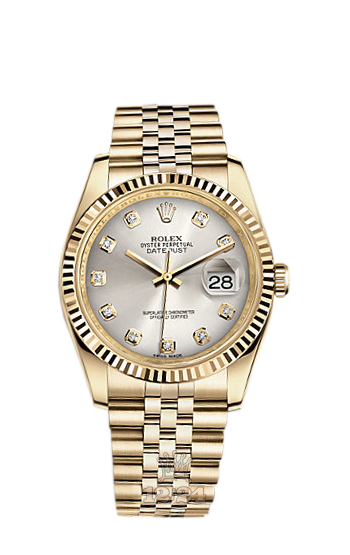 Rolex Datejust Watch 116238-0075 36 mm Yellow gold Case Silver Dial